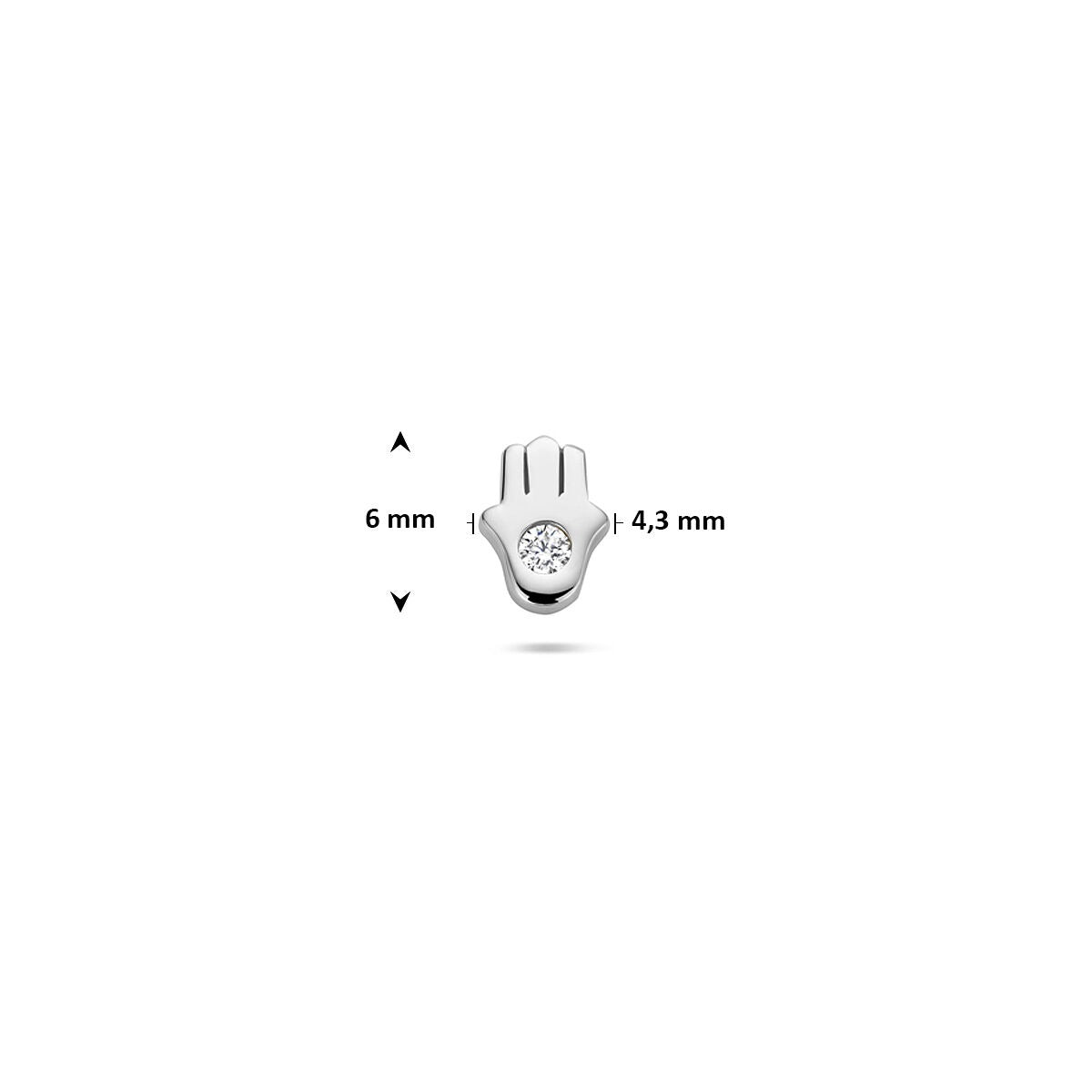 Zilveren flat back piercing Hand van Fatima – gerhodineerd 925 met zirkonia