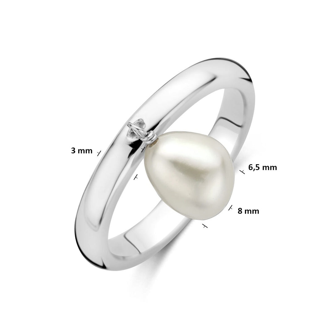 Gerhodineerd 925 zilveren ring met parel