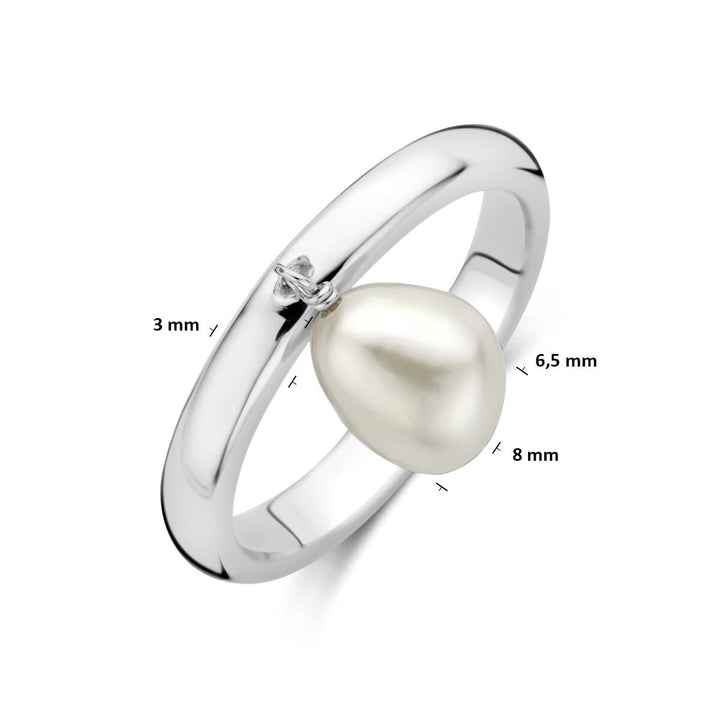 Gerhodineerd 925 zilveren ring met parel