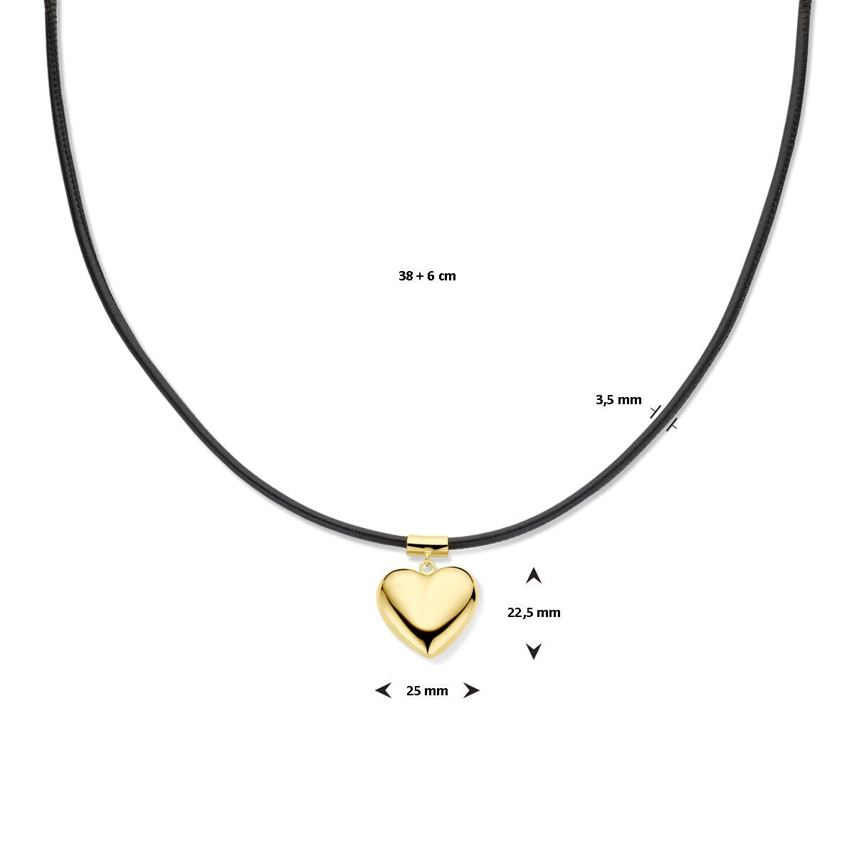 Geelgoud Verguld Zilveren Collier met Hartje