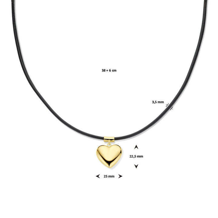 Geelgoud Verguld Zilveren Collier met Hartje