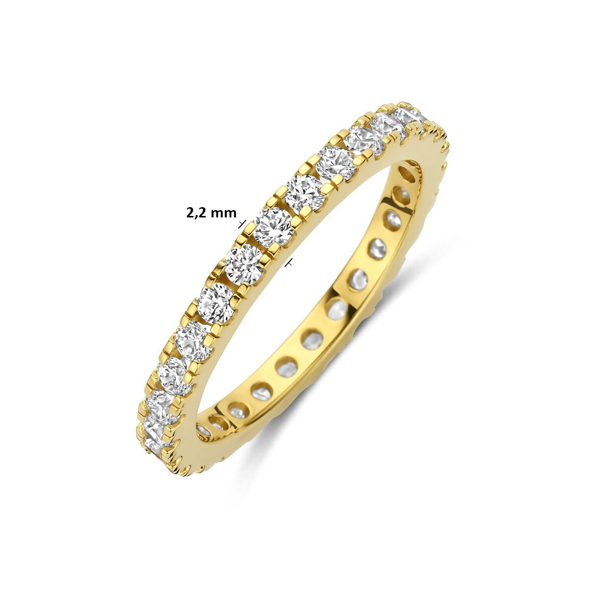 Verguld 925 zilveren ring met zirkonia 2.2 mm