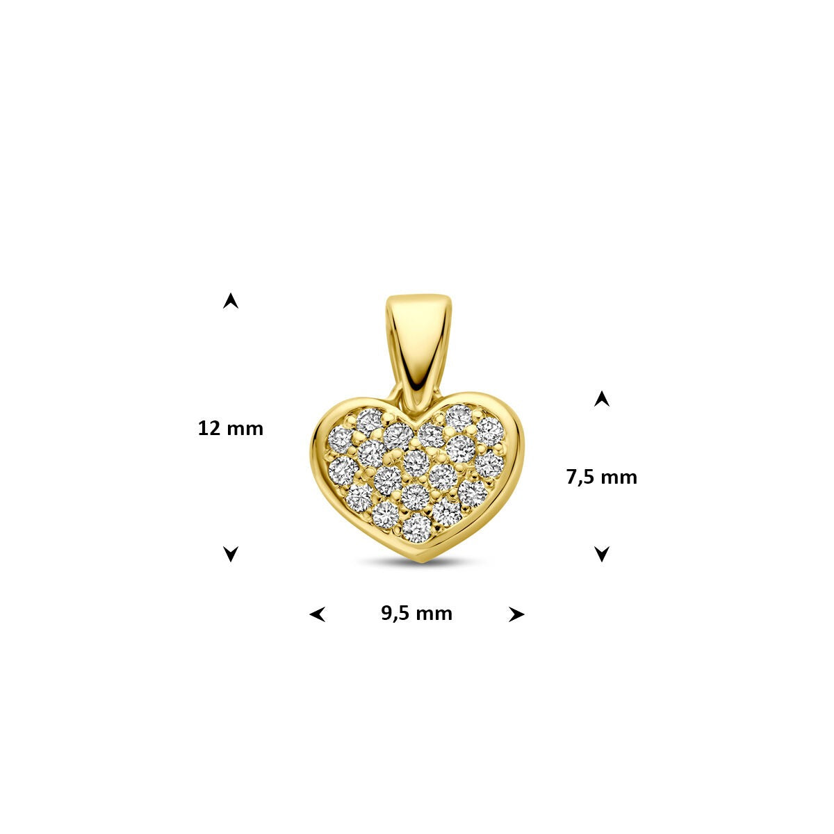 14k Geelgouden hart hanger met lab grown diamant