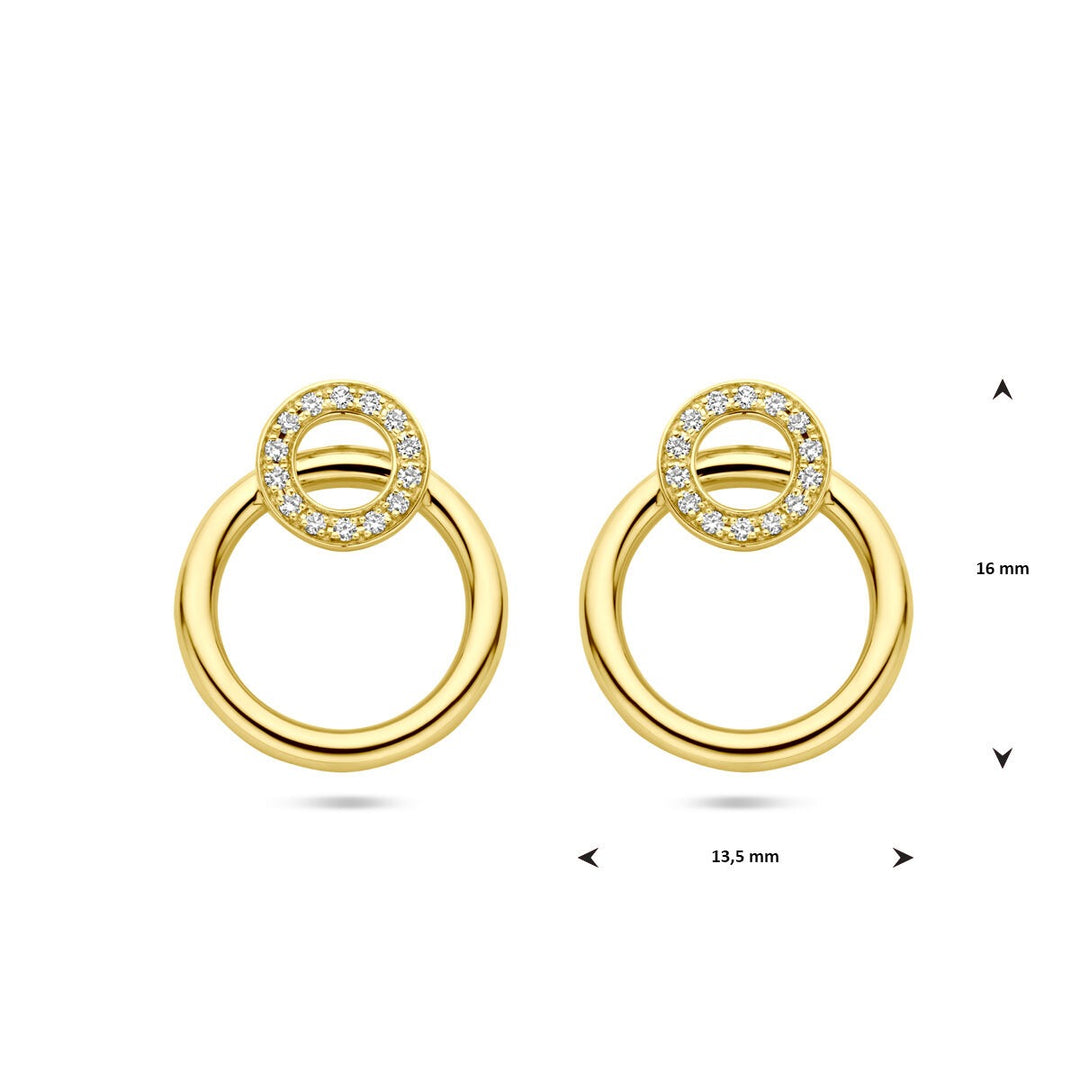 14k Geelgouden Oorknoppen met Diamant