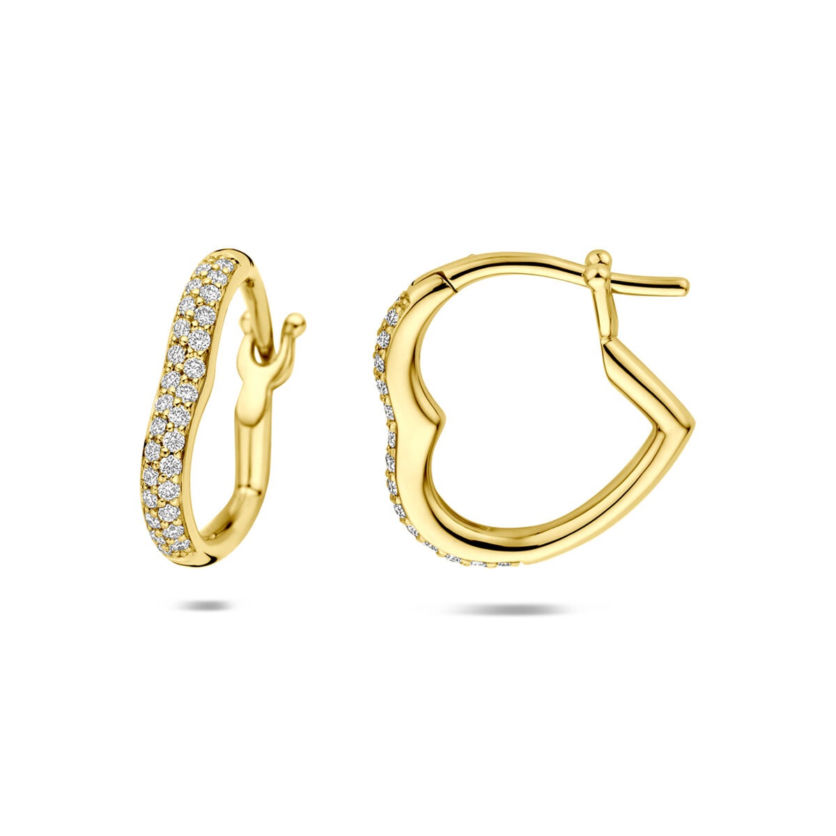 14k Gouden oorringen hart met diamant
