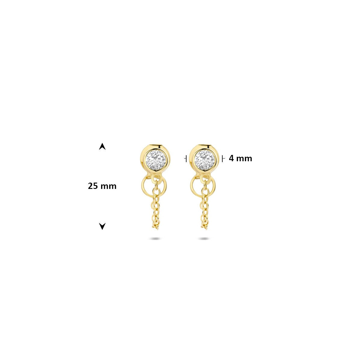 Verguld zilveren oorhangers met zirkonia – 925 zilver