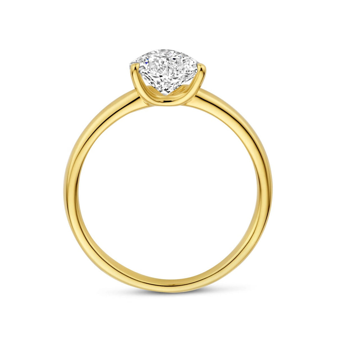 14k Geelgouden ring met hartvormige lab grown diamant 1.00ct