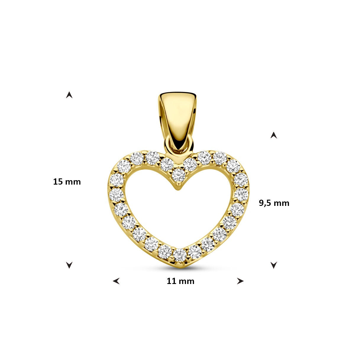 14k geelgouden hartjeshanger met zirkonia – romantisch dames sieraad vol schittering