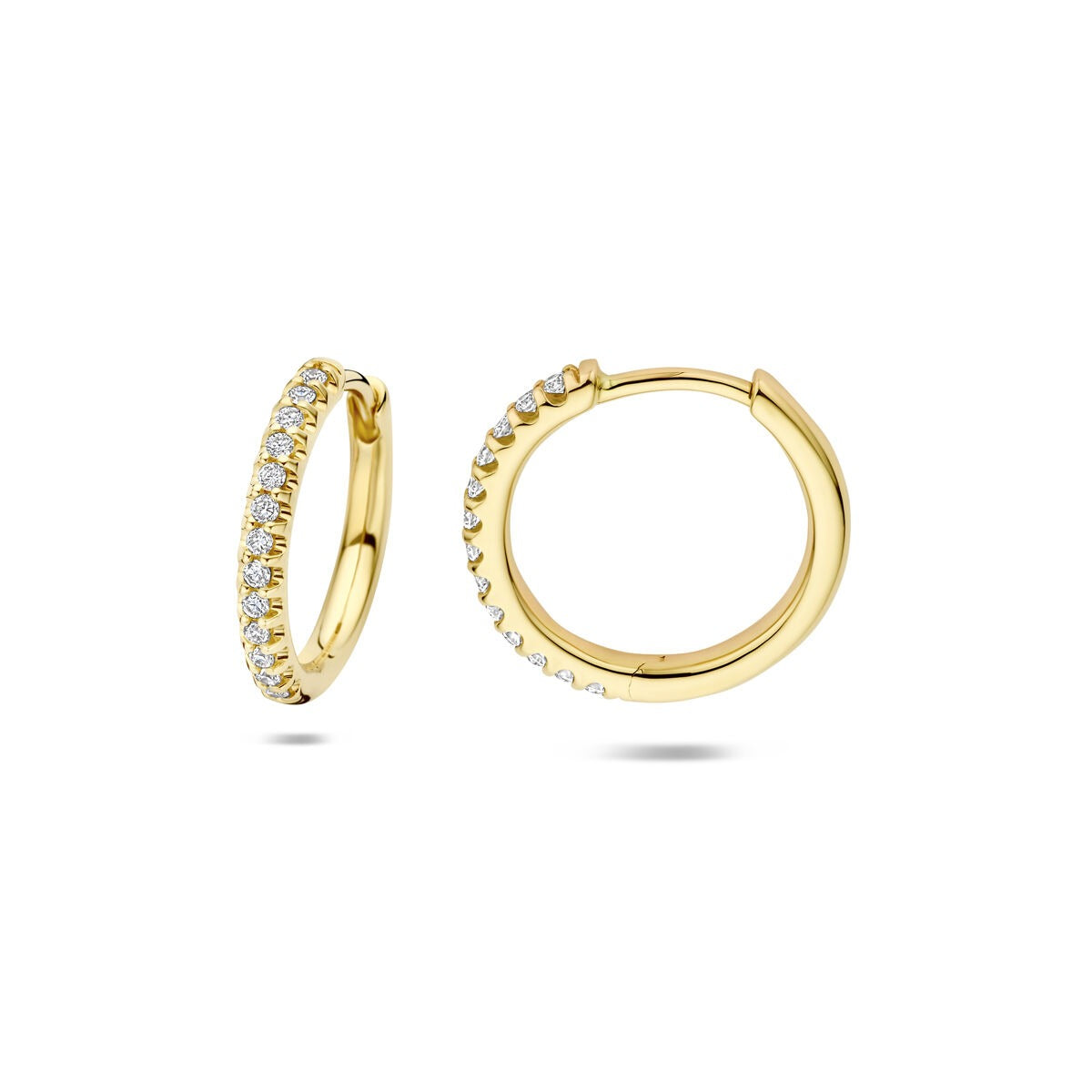 14k Geelgouden klapoorringen met lab grown diamanten – 14.5x2 mm dames oorringen