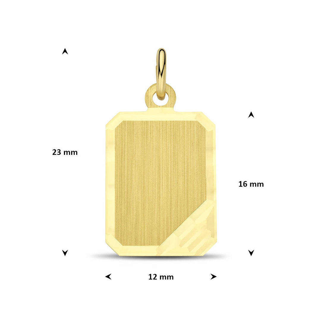 9k Geelgouden graveerhanger rechthoek