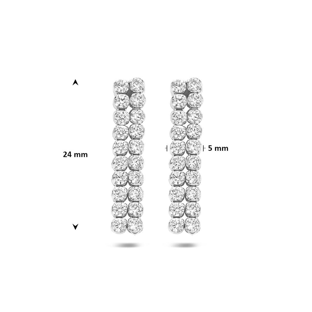 Gerhodineerd 925 zilveren oorhangers met zirkonia 24 x 5 mm