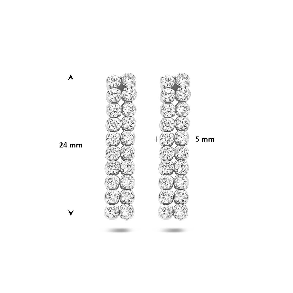 Gerhodineerd 925 zilveren oorhangers met zirkonia 24 x 5 mm