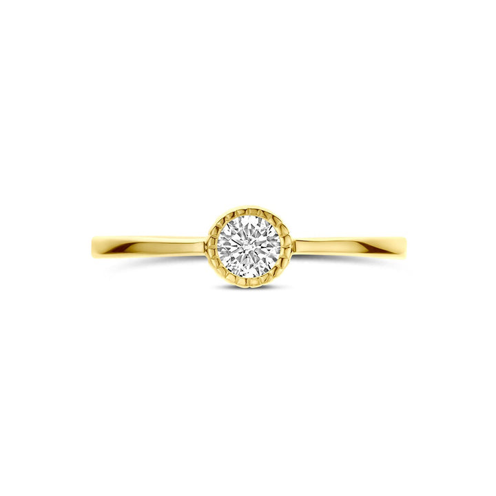 9k Geelgouden ring met zirkonia