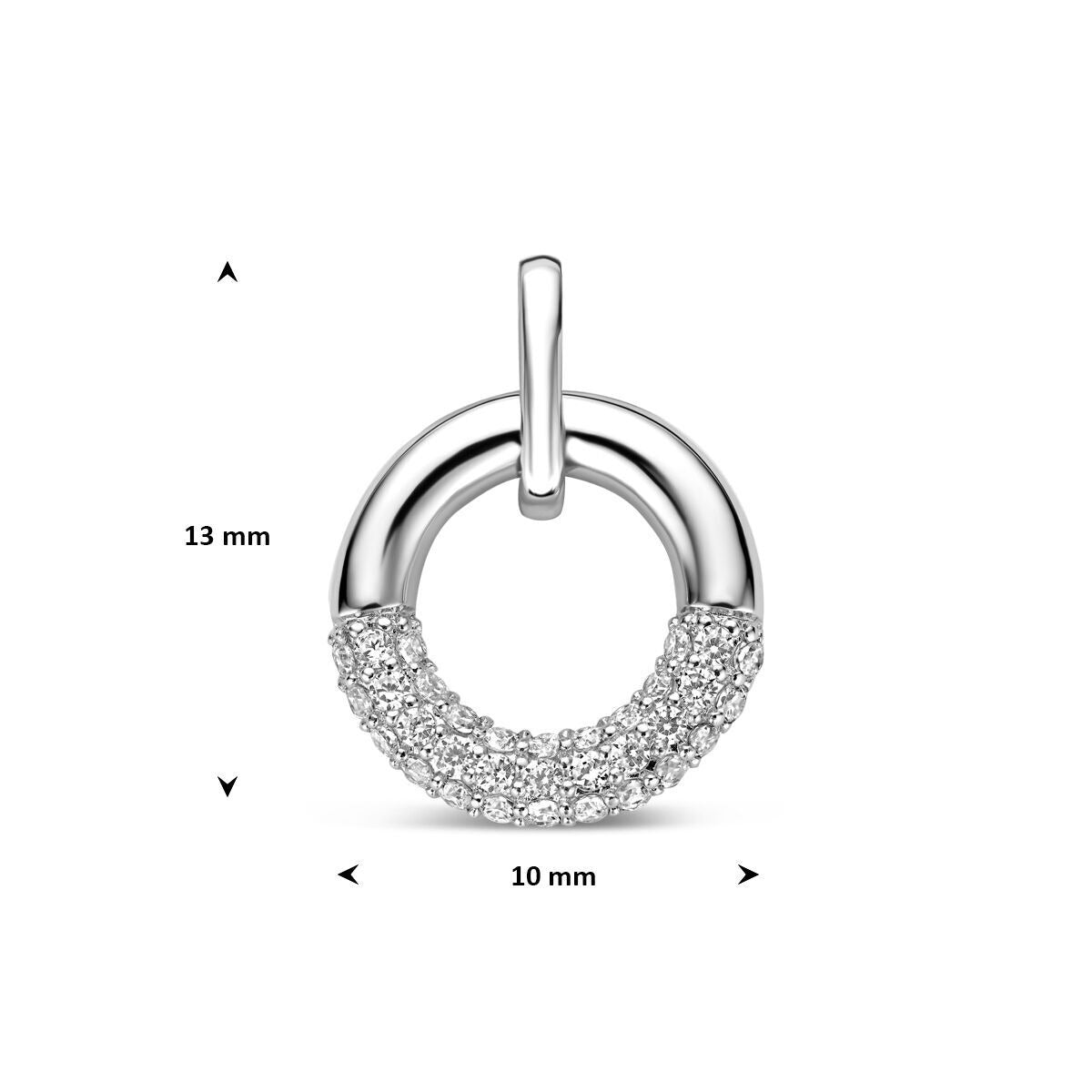 Gerhodineerd 925 zilveren ronde hanger met zirkonia
