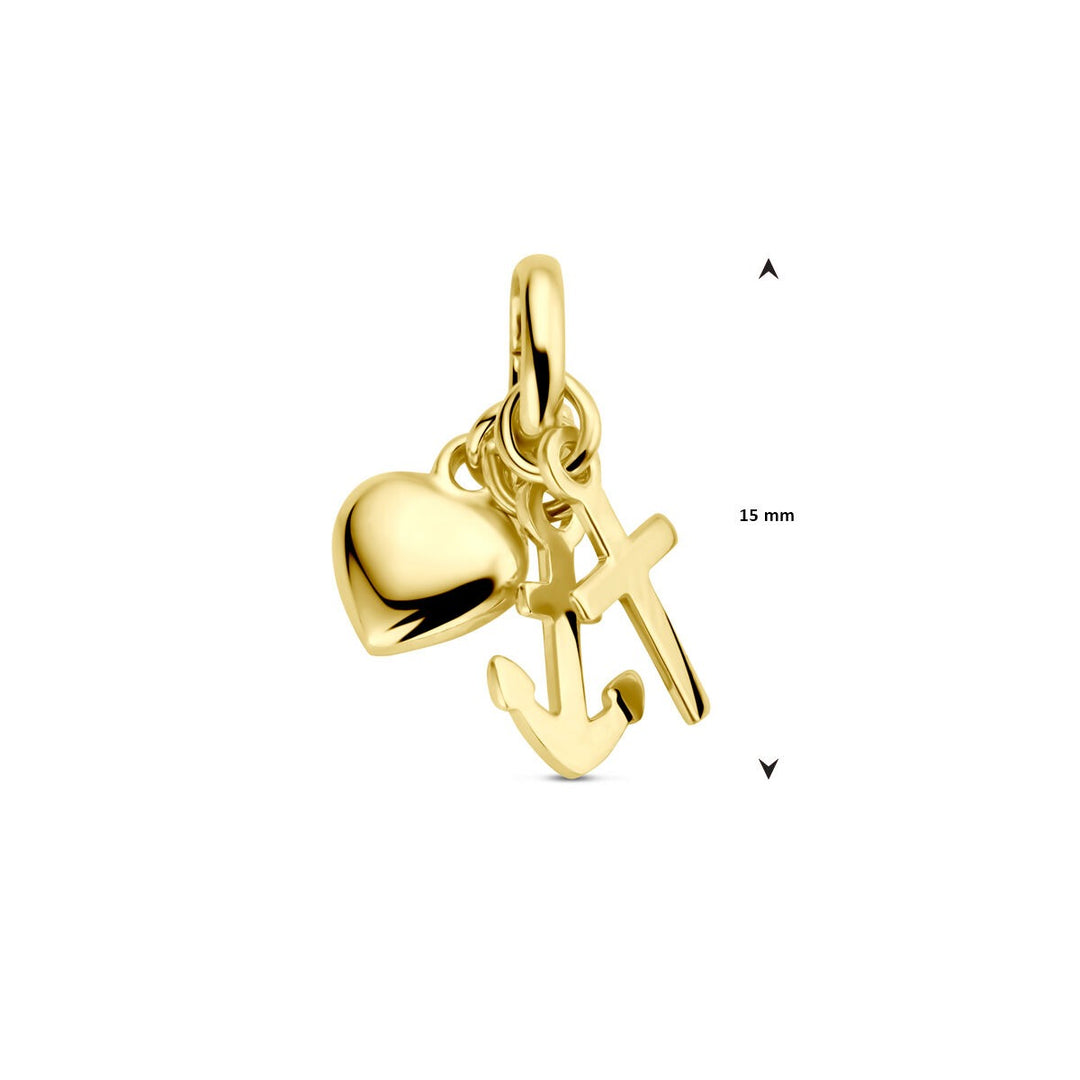 Gouden hanger geloof, hoop en liefde – 9k geelgoud