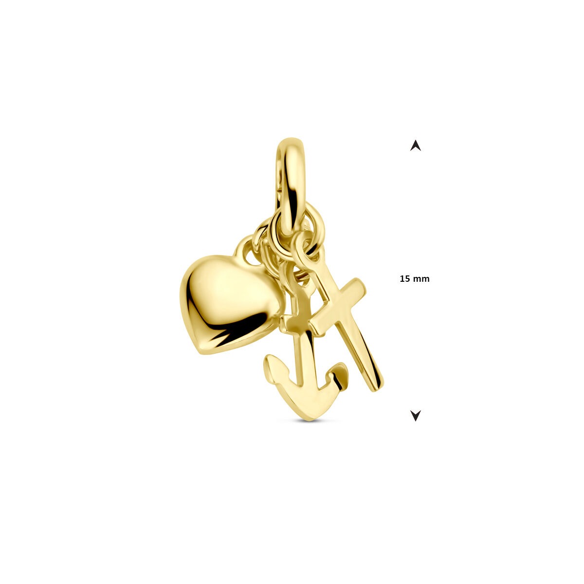 Gouden hanger geloof, hoop en liefde – 9k geelgoud