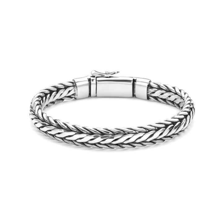 Geoxideerd zilveren heren armband – vossestaartschakel 9 mm