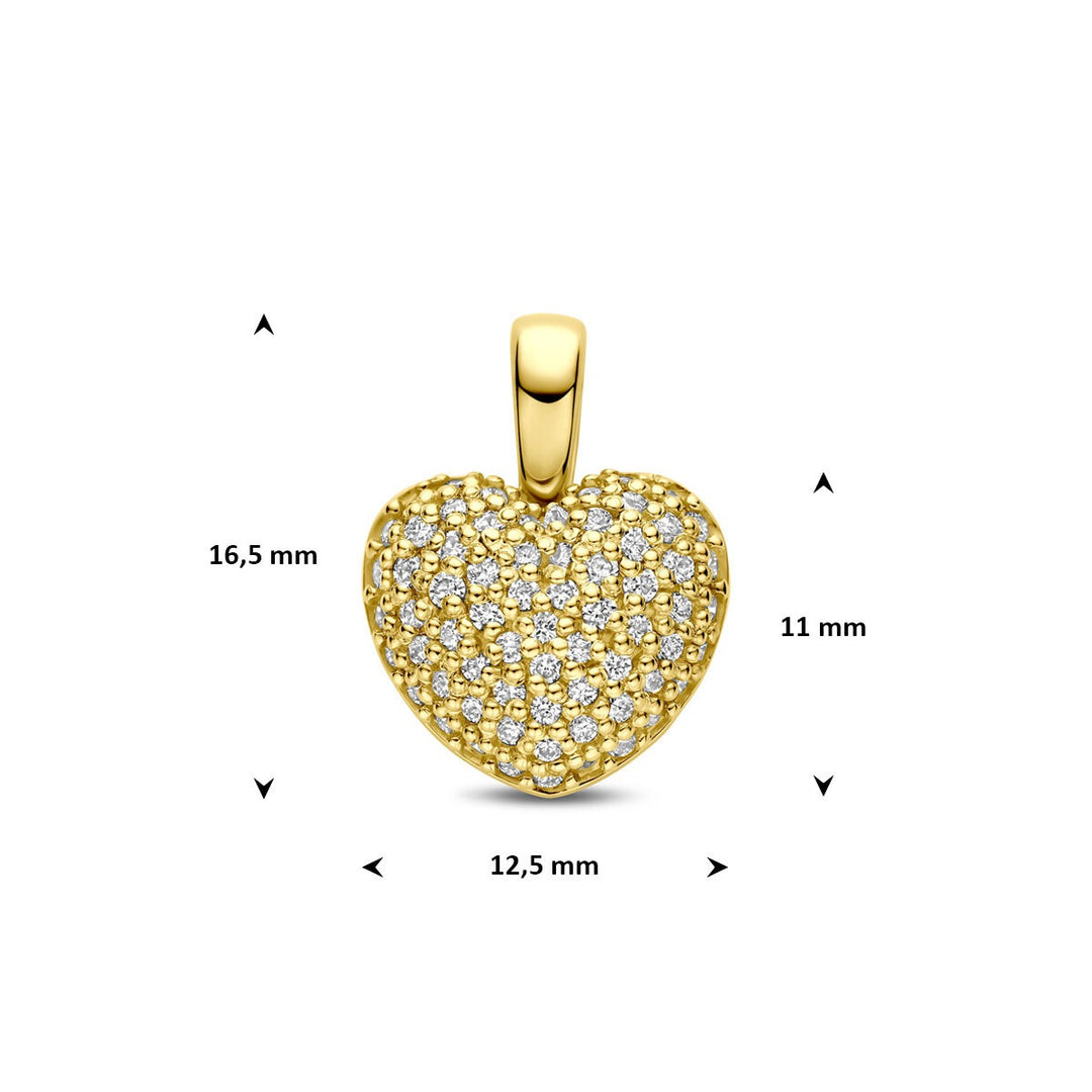 14k Geelgouden hart hanger met lab grown diamant