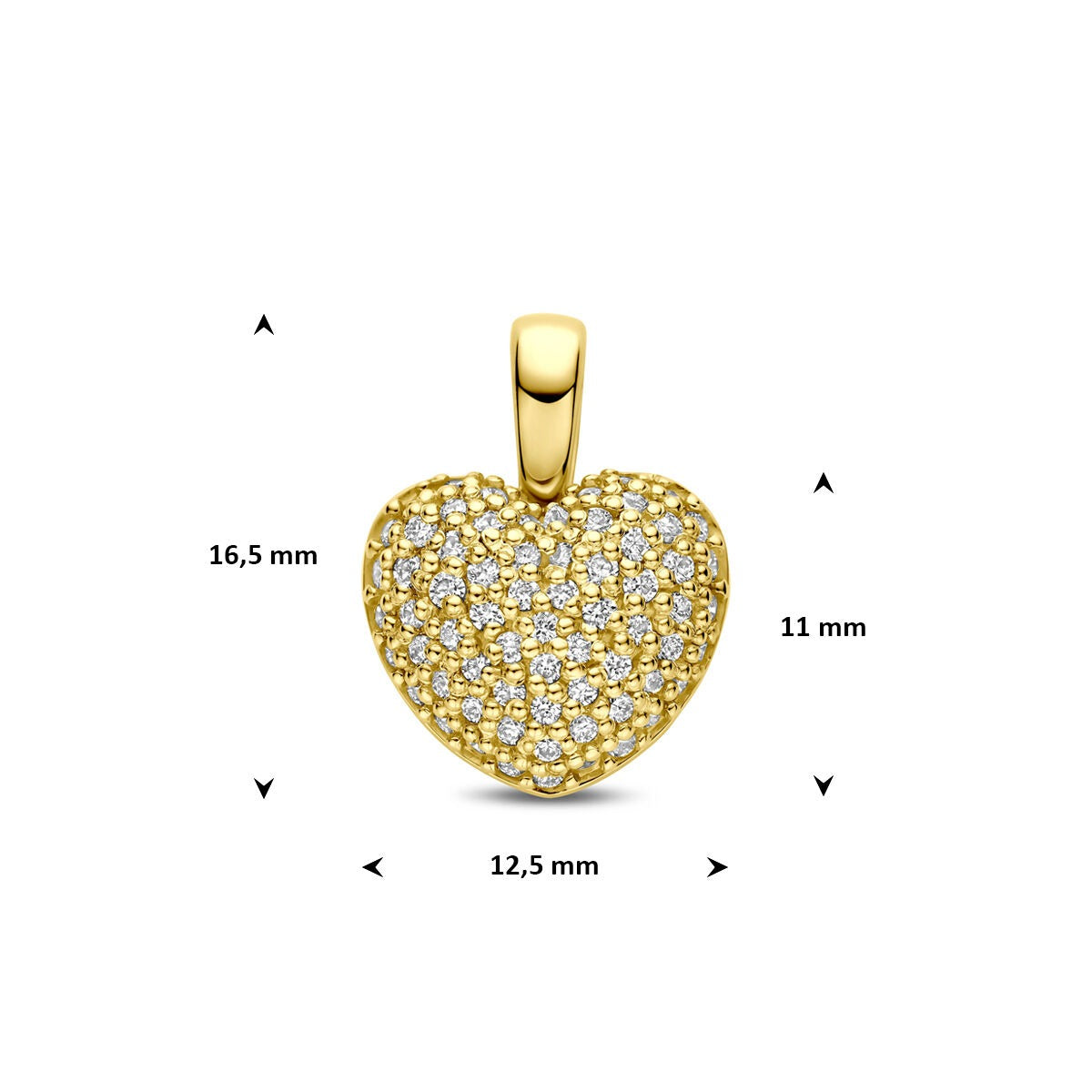 14k Geelgouden hart hanger met lab grown diamant
