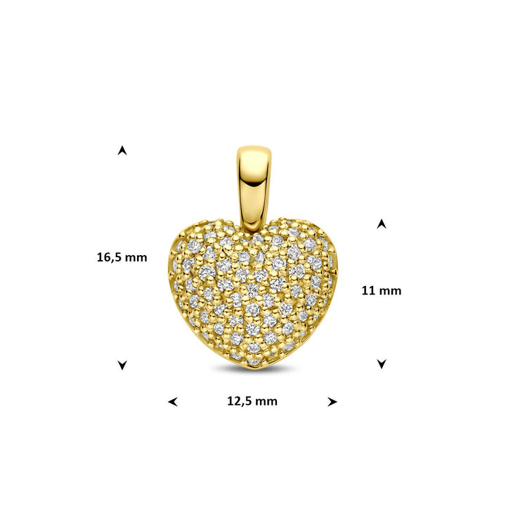 14k Geelgouden hart hanger met lab grown diamant