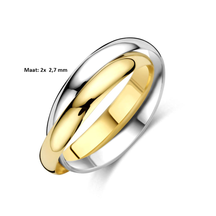 14k Bicolor dames ring van geel- en witgoud – dubbelband