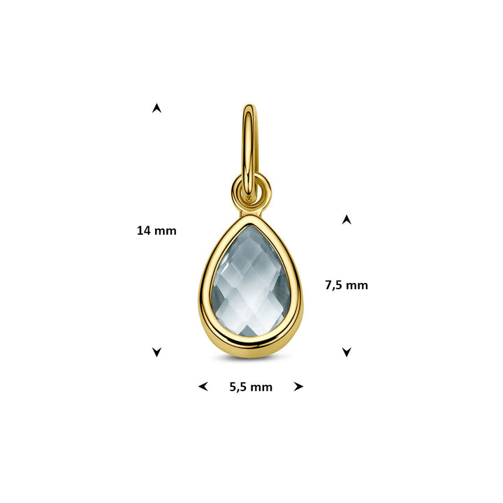 9k Geelgouden hanger met blauwe topaas