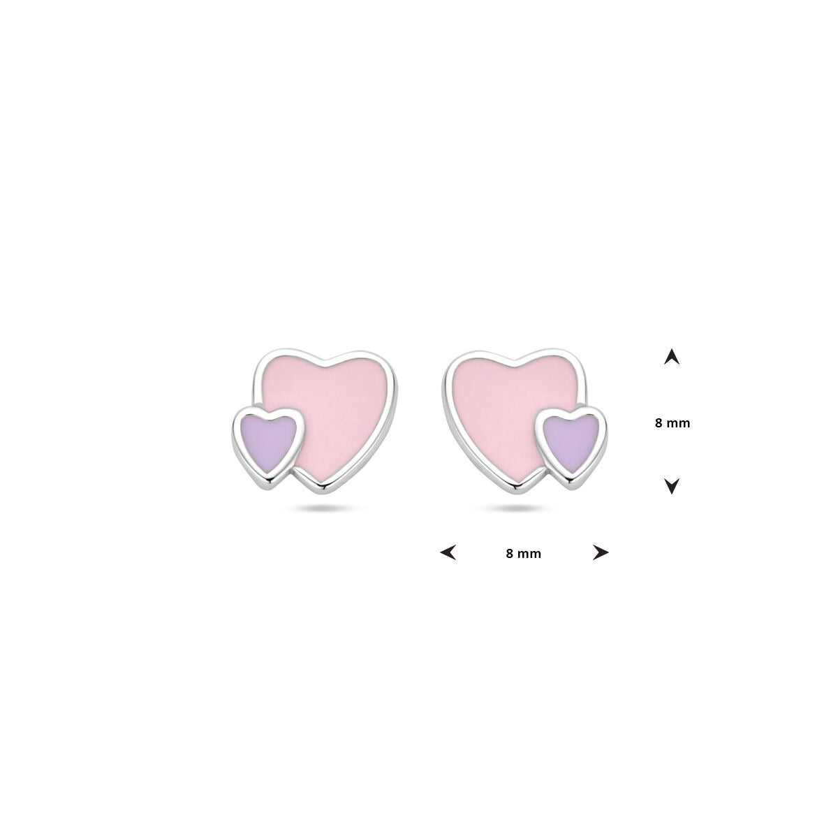 silver rhodium-plated heart stud earrings