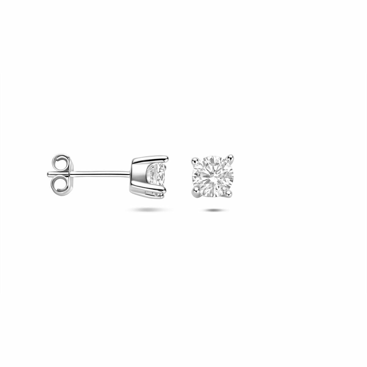 Zilveren oorknopjes met zirkonia – gerhodineerd 925 zilver