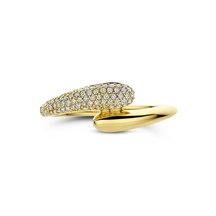 14k Geelgouden ring met diamant 0.15ct