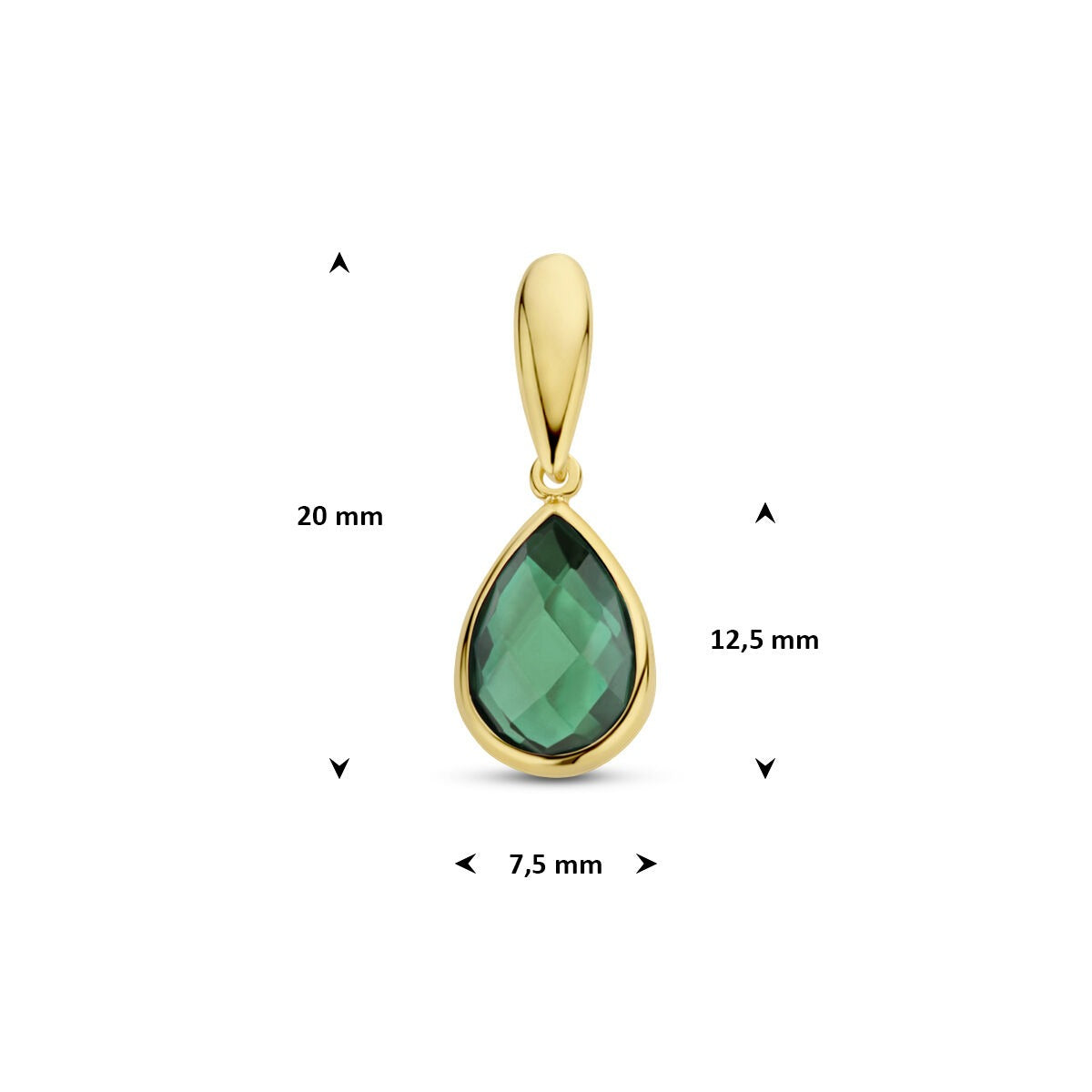 9k geelgouden hanger met groene agaat