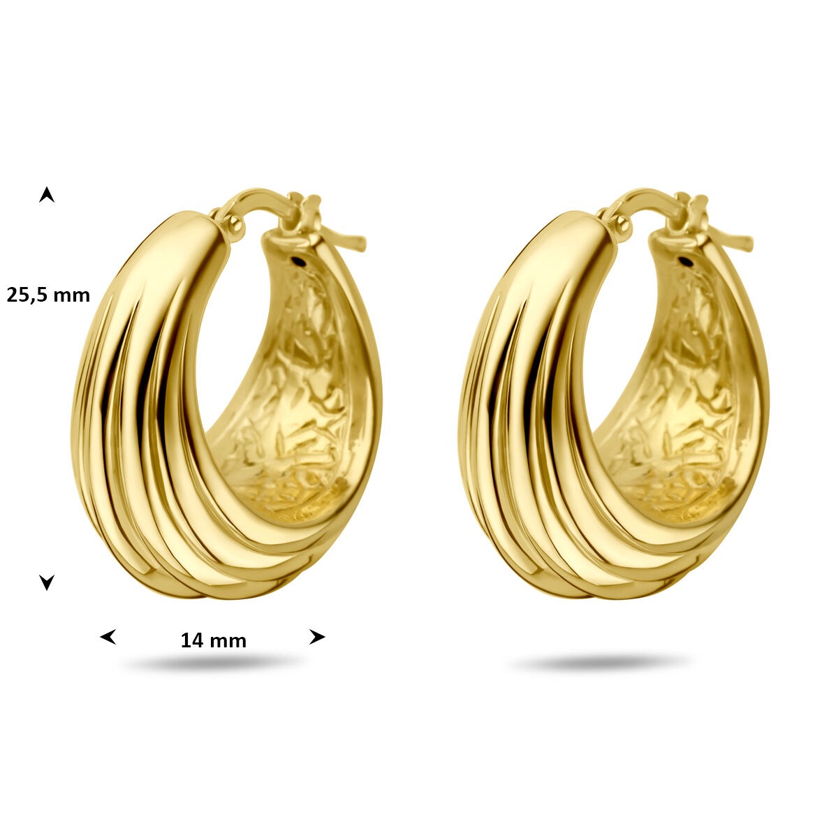 Verguld 925 Zilveren Oorringen 25,5 x 14 mm Dames