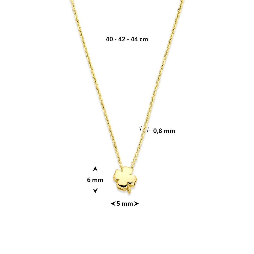 14k Geelgouden ketting met klaver