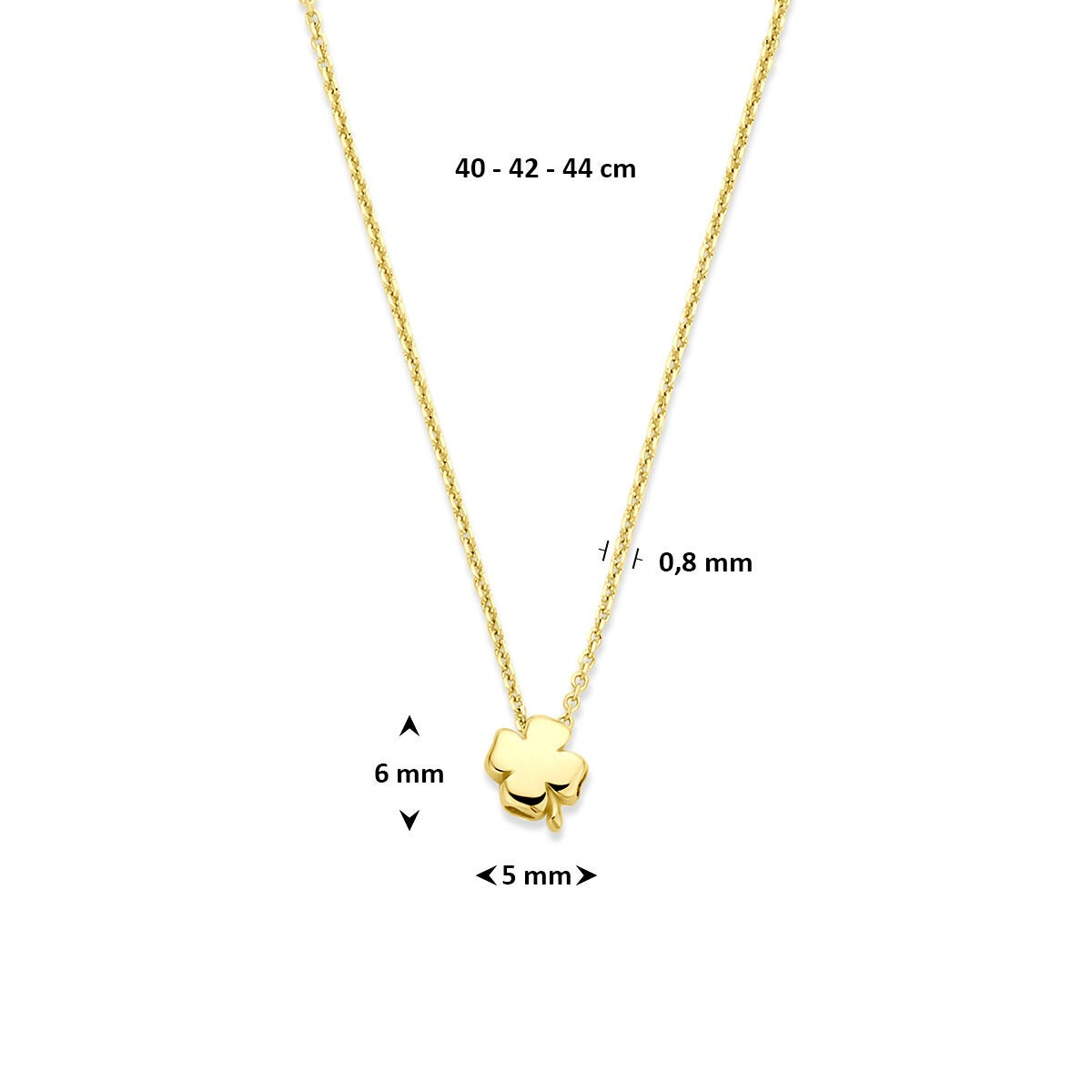 14k Geelgouden ketting met klaver
