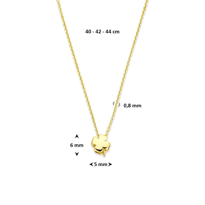 14k Geelgouden ketting met klaver