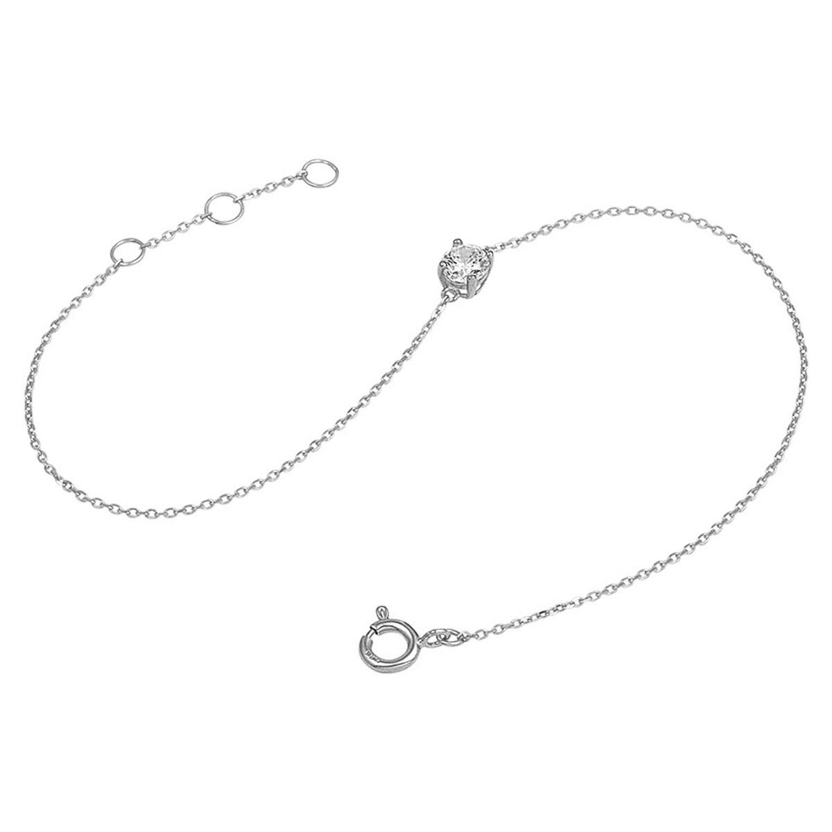 14k witgouden armband met zirkonia – anker schakel