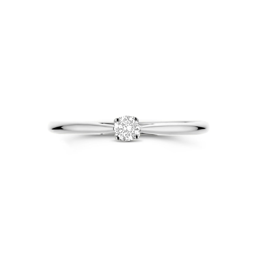 14k Witgouden damesring met 0.10ct lab grown diamant