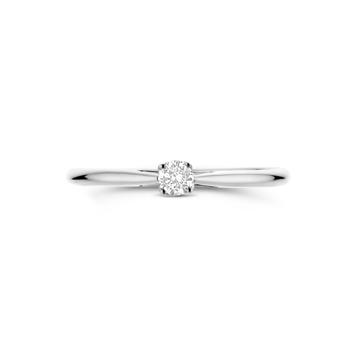 14k Witgouden damesring met 0.10ct lab grown diamant