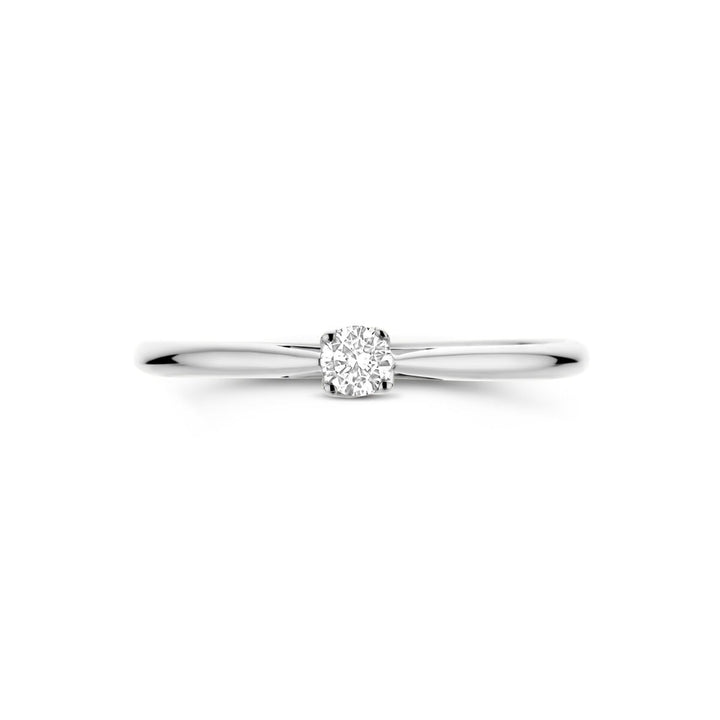 14k Witgouden damesring met 0.10ct lab grown diamant