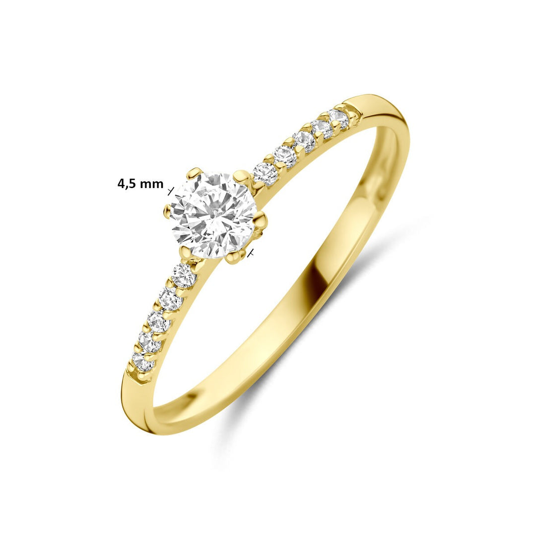 Gouden damesring met zirkonia – 14k geelgoud
