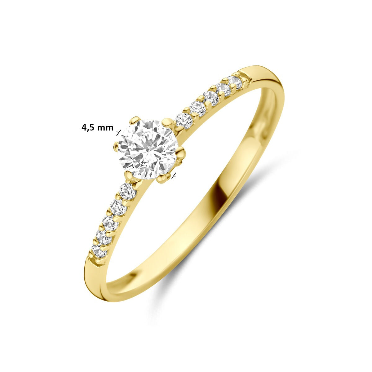 Gouden damesring met zirkonia – 14k geelgoud