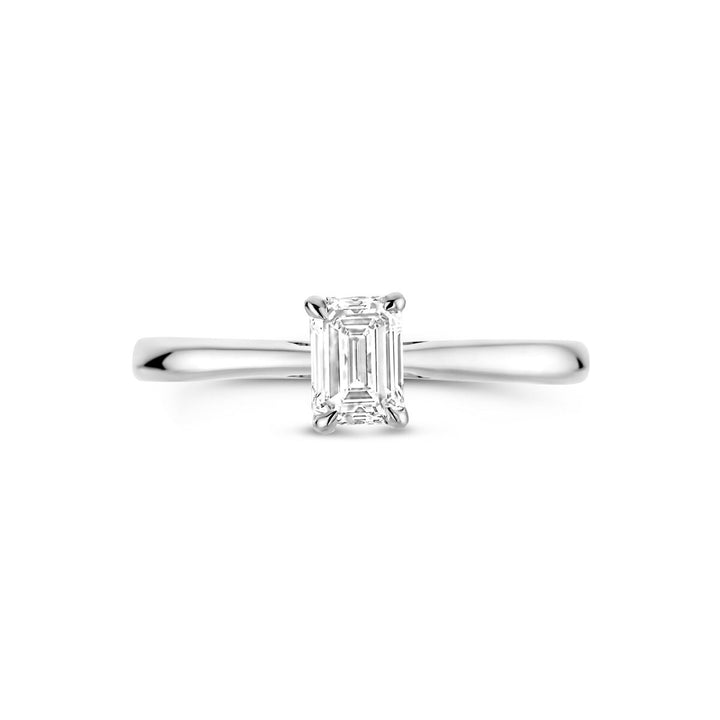 14k witgouden damesring met 0.50ct lab grown diamant – 5.5mm breed