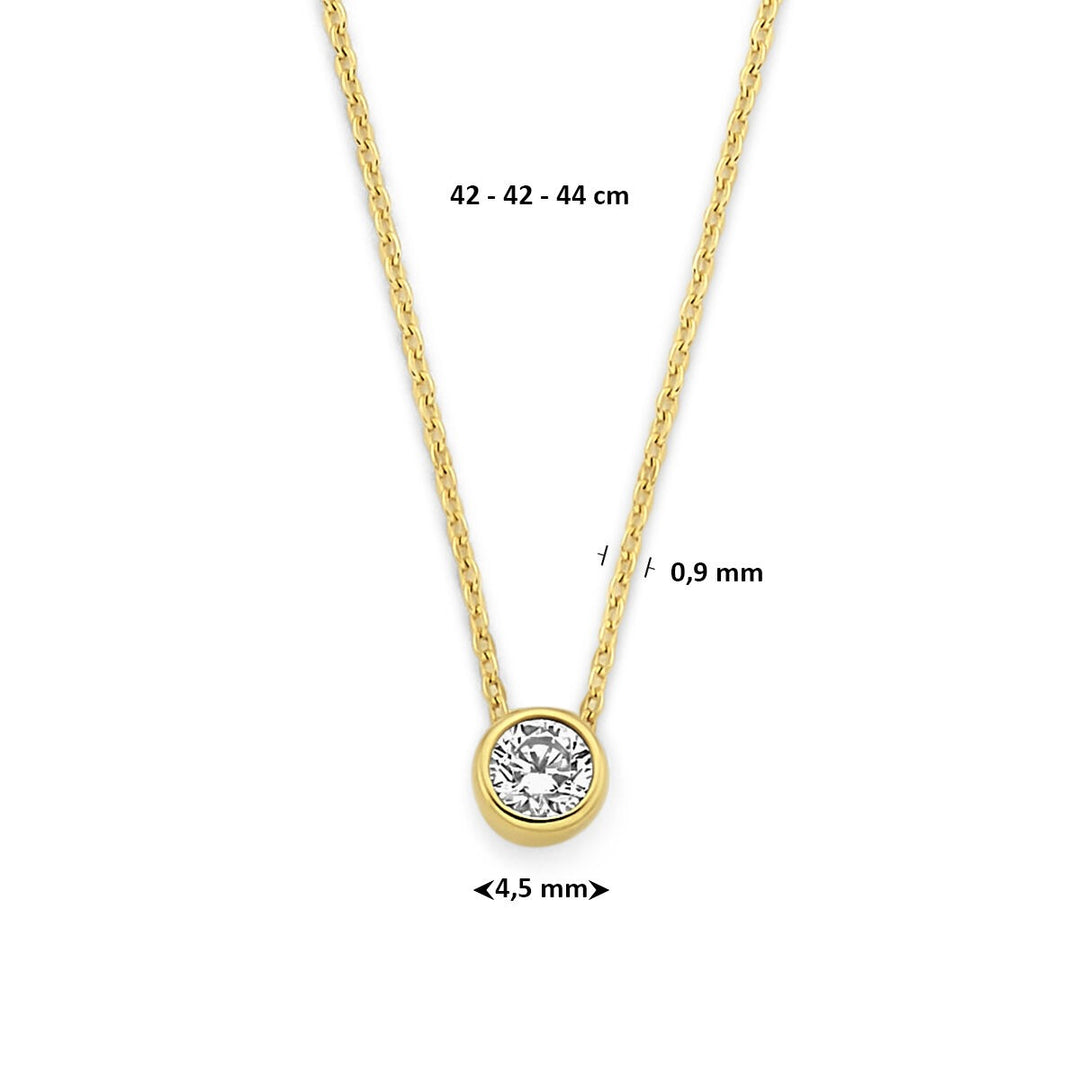 9k Geelgouden ketting met zirkonia hanger
