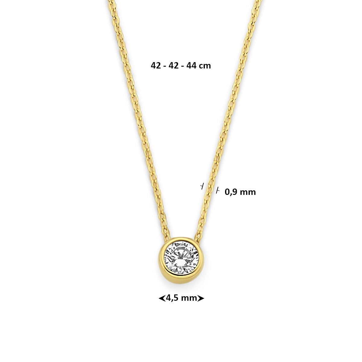 9k Geelgouden ketting met zirkonia hanger