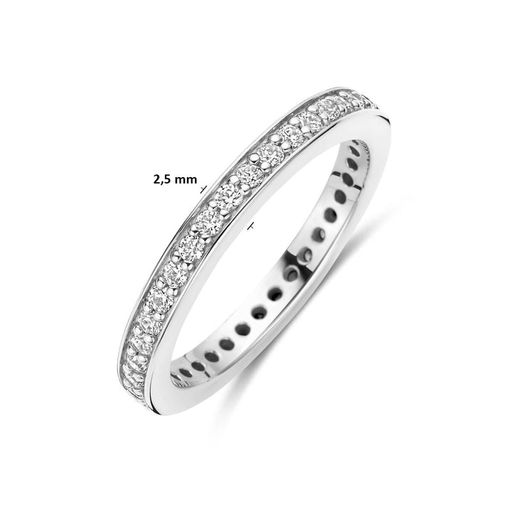 Gerhodineerd 925 zilveren ring met zirkonia 2.5 mm