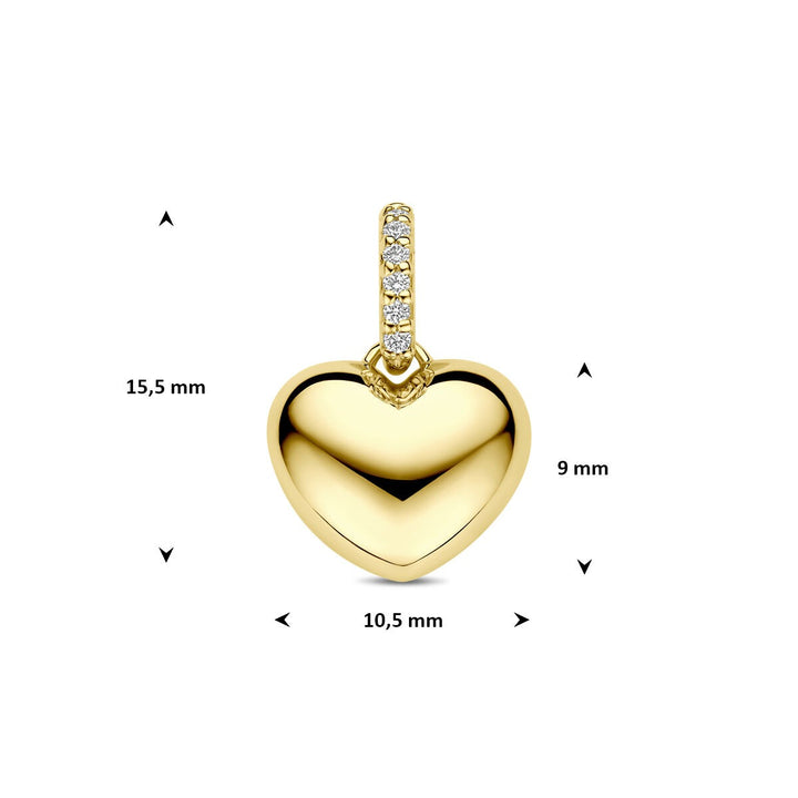 14k Geelgouden hartjeshanger met diamant