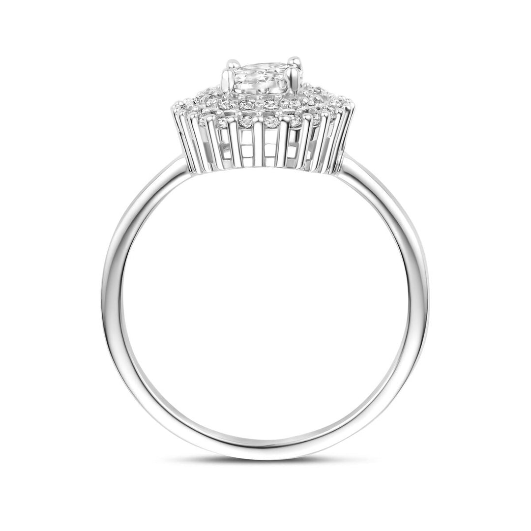 Zilveren damesring met ovale zirkonia – entourage zetting