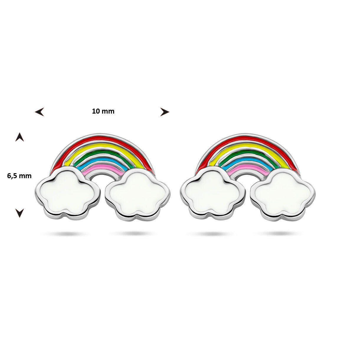 925 Gerhodineerd Zilveren Oorknoppen Regenboog met Wolken