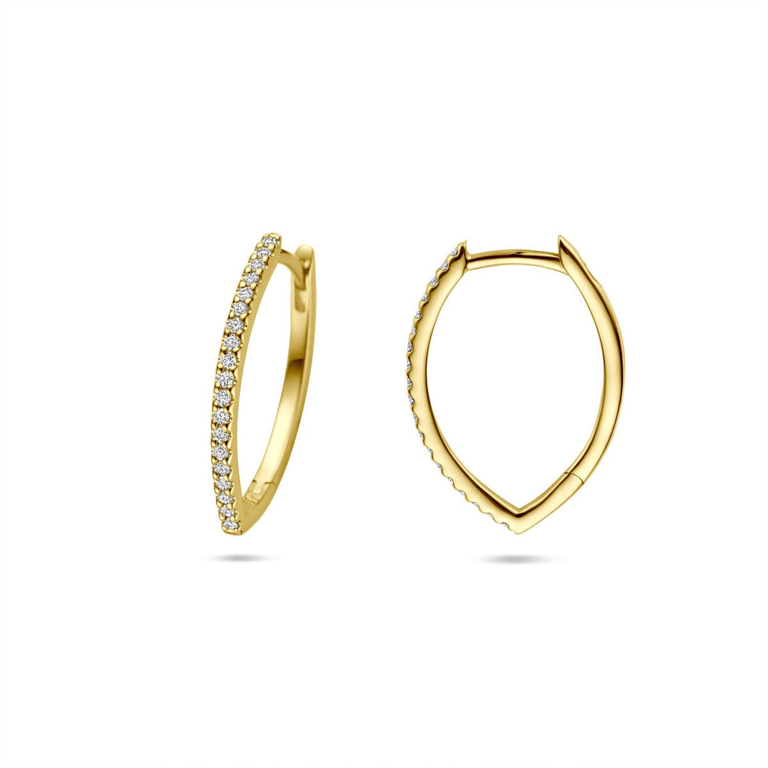 Gouden klapoorringen met diamant – 14k geelgoud