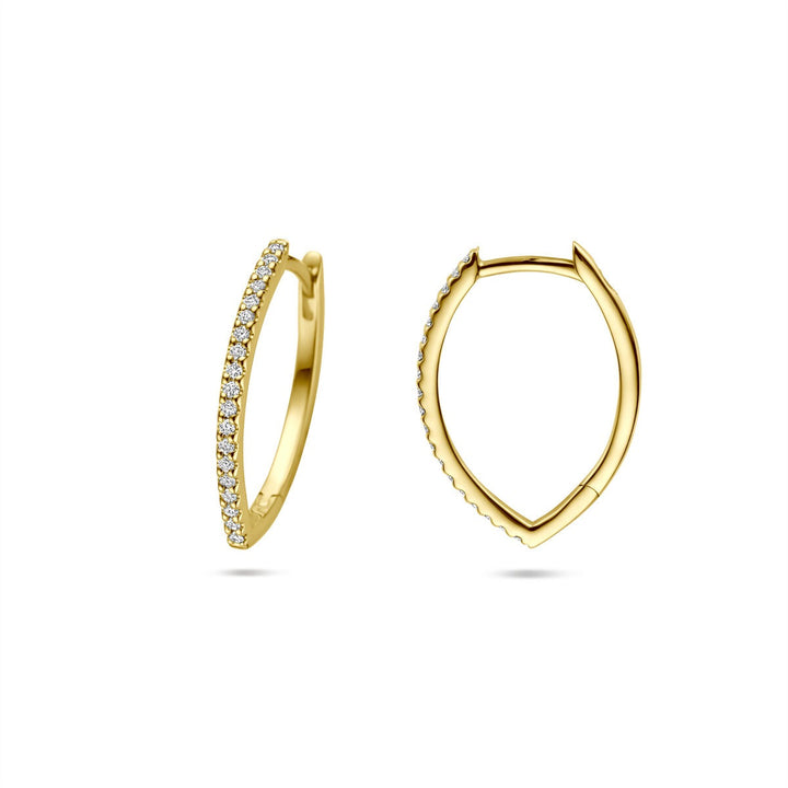 Gouden klapoorringen met diamant – 14k geelgoud