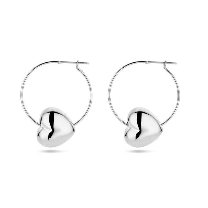 earrings heart silver rhodium plated